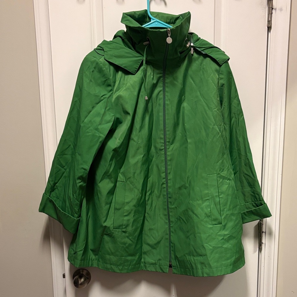 Calvin Klein Bright Green Hooded Trench Coat